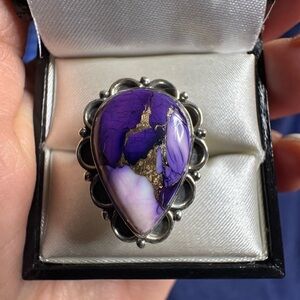 Ring Purple Mohave Southwestern 925 Sterling Silver Teardrop Feminine Boho